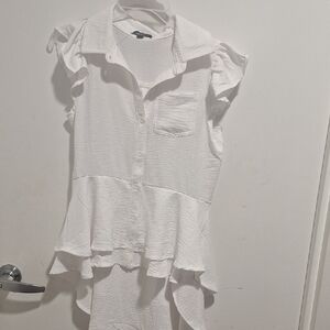 White Ruffled Women's Top
